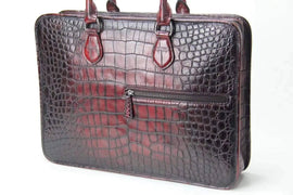 Retro crocodile Leather Crossbody Laptop Business Bag