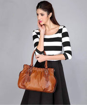 Rossie Viren Deerskin Nappa Leather Pleated Cross Body Shoulder Bag