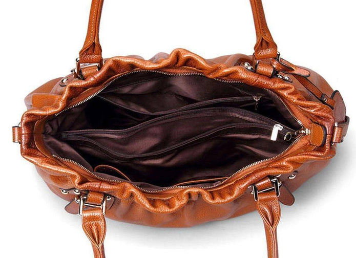 Rossie Viren Deerskin Nappa Leather Pleated Cross Body Shoulder Bag