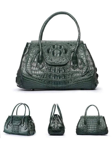 Rossie Viren Exotic Crocodile Leather Top Handle Satchel Shoulder Bag For Women