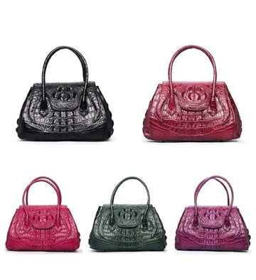 Rossie Viren Exotic Crocodile Leather Top Handle Satchel Shoulder Bag For Women