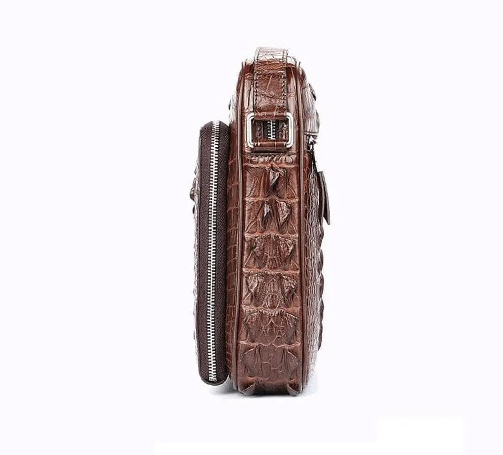 Rossie Viren Men's Crocodile Leather Single Shoulder Bag Cross Body Handbags