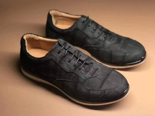 Crocodile Shoes Running Classic Genuine Crocodile Leather Sneakers Sport Shoes