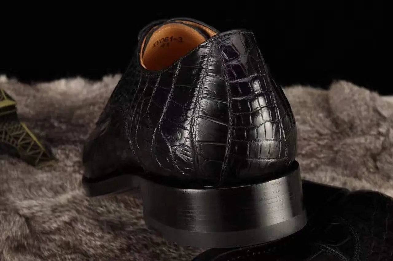 Crocodile Shoes Siamese Crocodile Belly Lace-Up Dress Shoes