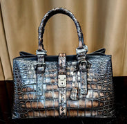 Unisex Vintage Genuine Crocodile Leather Travel Tote Bag