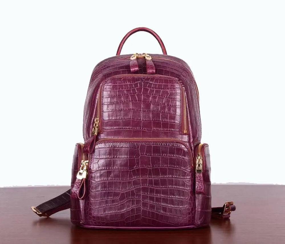 Unisex Crocodile Leather Backpack