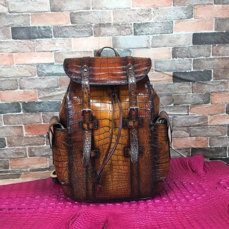 Vintage Genuine Crocodile Leather Backpack