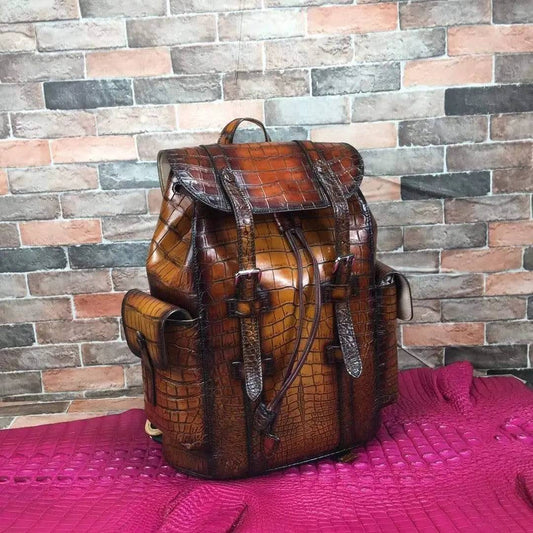 Vintage Genuine Crocodile Leather Backpack