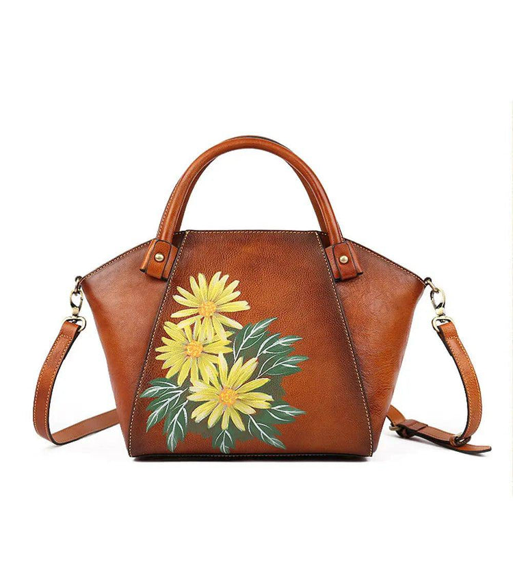 Vintage Leather Dumpling Tote Shoulder Cross Body Bag