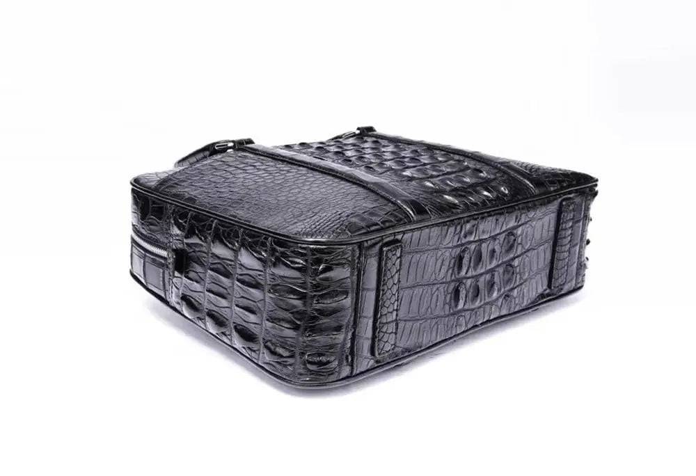 Vintage Square Brown Lap Top Briefcase Genuine Crocodile Leather