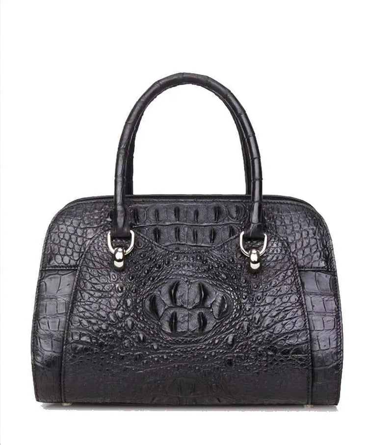 Women's Crocodile Leather Dome Satchel Bag