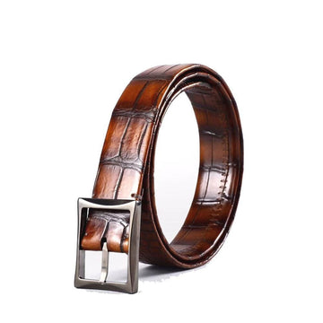 Belt Men's Vintage Genuine Crocodile Leather Double Side With Stainless Steel Buckle