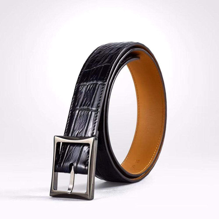 Belt Men's Vintage Genuine Crocodile Leather Single Side With Stainless Steel Buckle