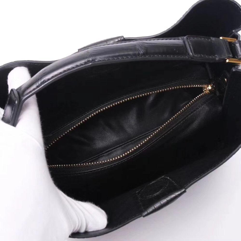 Black Crocodile Leather Medium Hobo Bag & Purse For Women