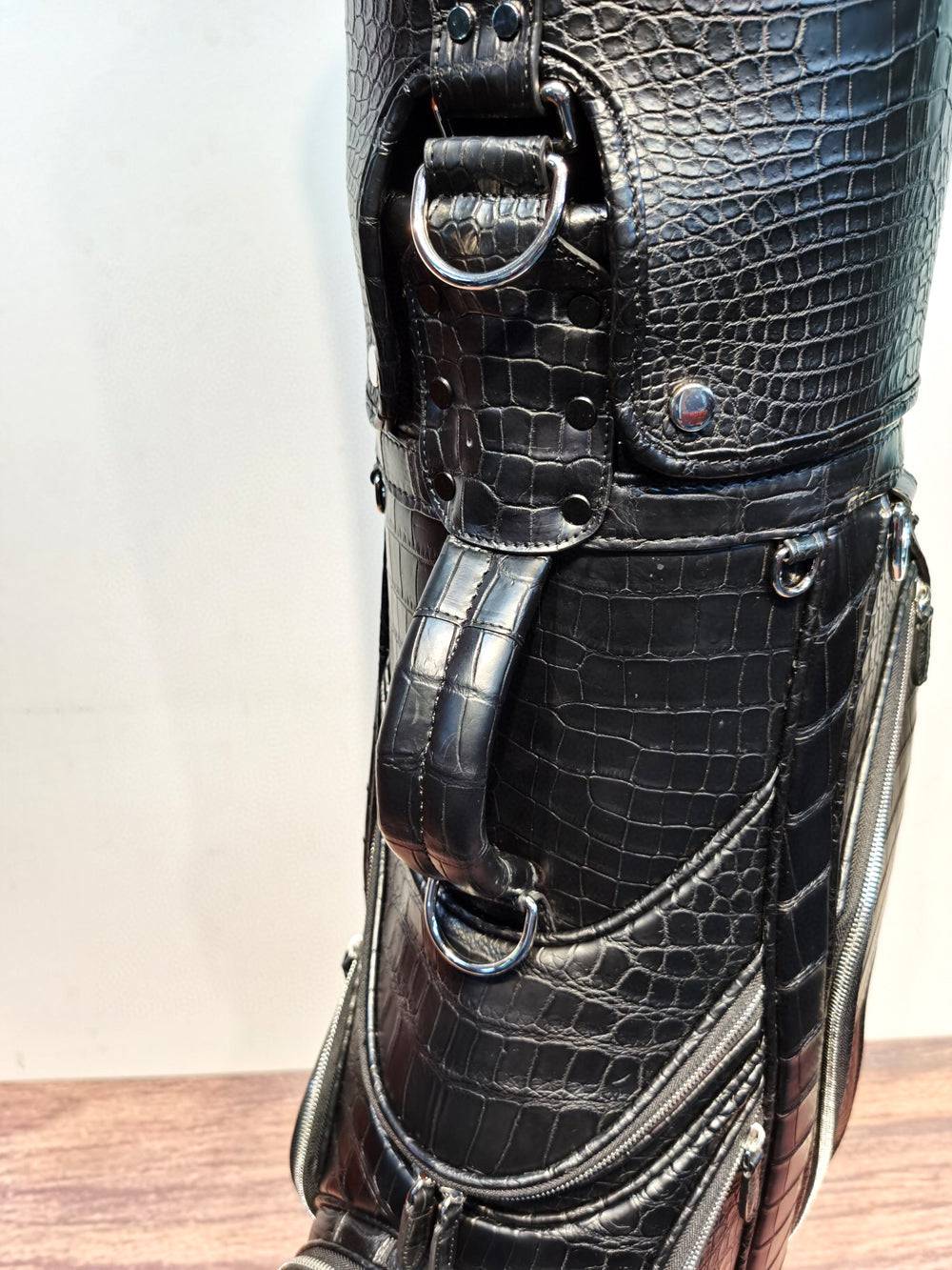 Crocodile Belly Leather Golf Bags ,Golf Sets , Golf Cart Bags & Golf Stand Bags Black With Roller
