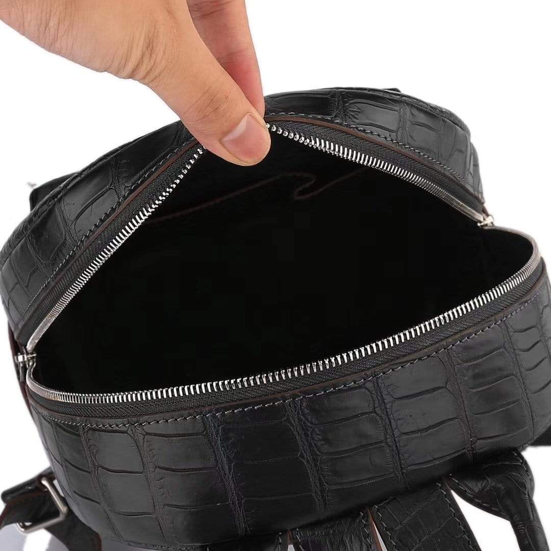 Crocodile Leather Backpack Black For Women