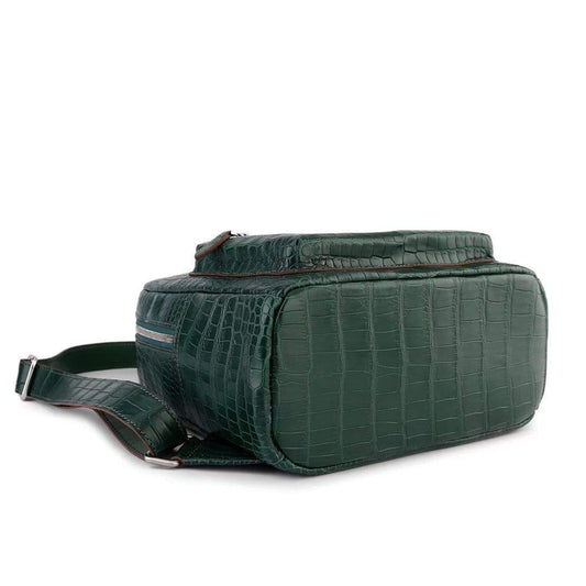 Crocodile Leather Backpack Dark Green For Women
