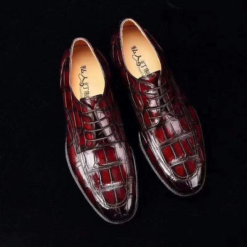 Crocodile Shoes Mens Crocodile Leather Brogue Wingtip Dress Slip On Dress Shoes