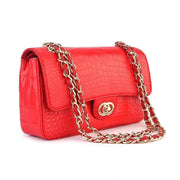 Crocodile Leather Classic Flap Chain Shoulder Bags For Women Red