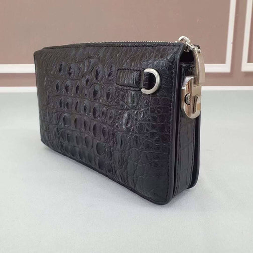Crocodile Bone Leather Clutch Bag