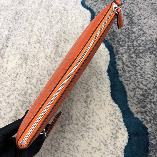 Crocodile Leather Envelop Clutch Bag