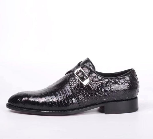 Crocodile Shoes Crocodile Leather Man Handmade Mens Dress shoes, Mens Monk Shoes, Mens Formal Shoes,Black