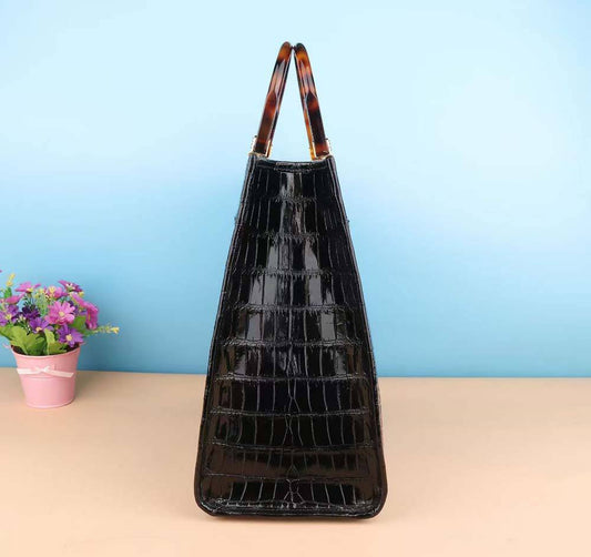 Crocodile Leather Shoppe Tote Bag Medium Black