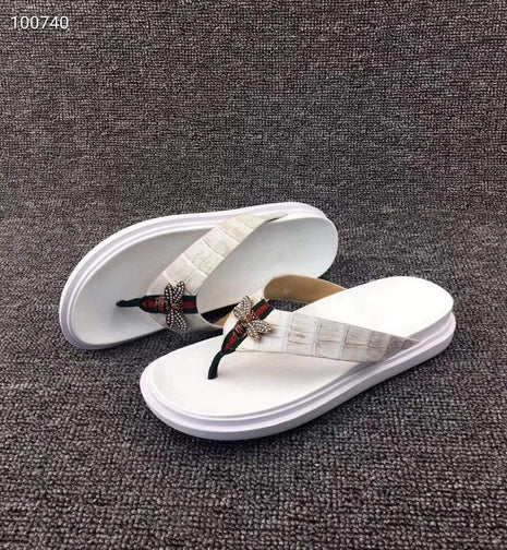 Crocodile Shoes Crocodile Leather Slippers With Bee