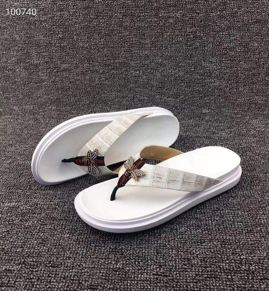 Crocodile Shoes Crocodile Leather Slippers With Bee