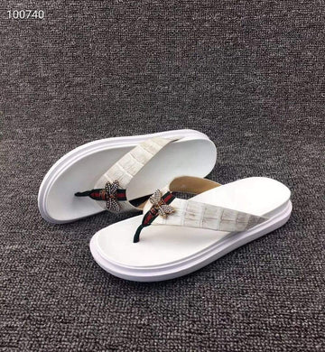 Crocodile Shoes Crocodile Leather Slippers With Bee