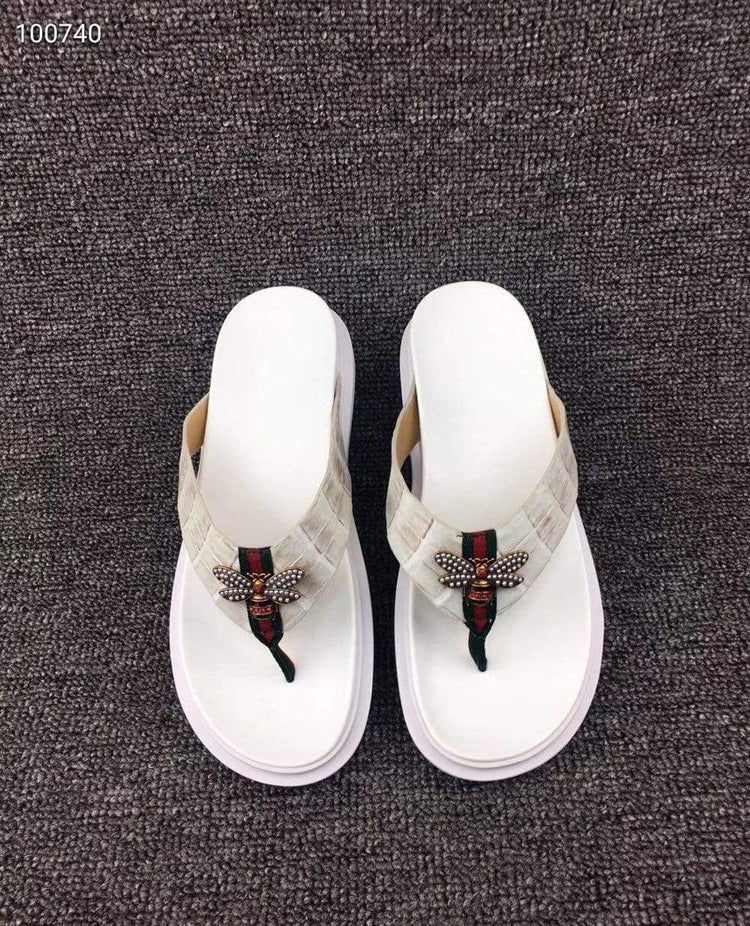 Crocodile Shoes Crocodile Leather Slippers With Bee