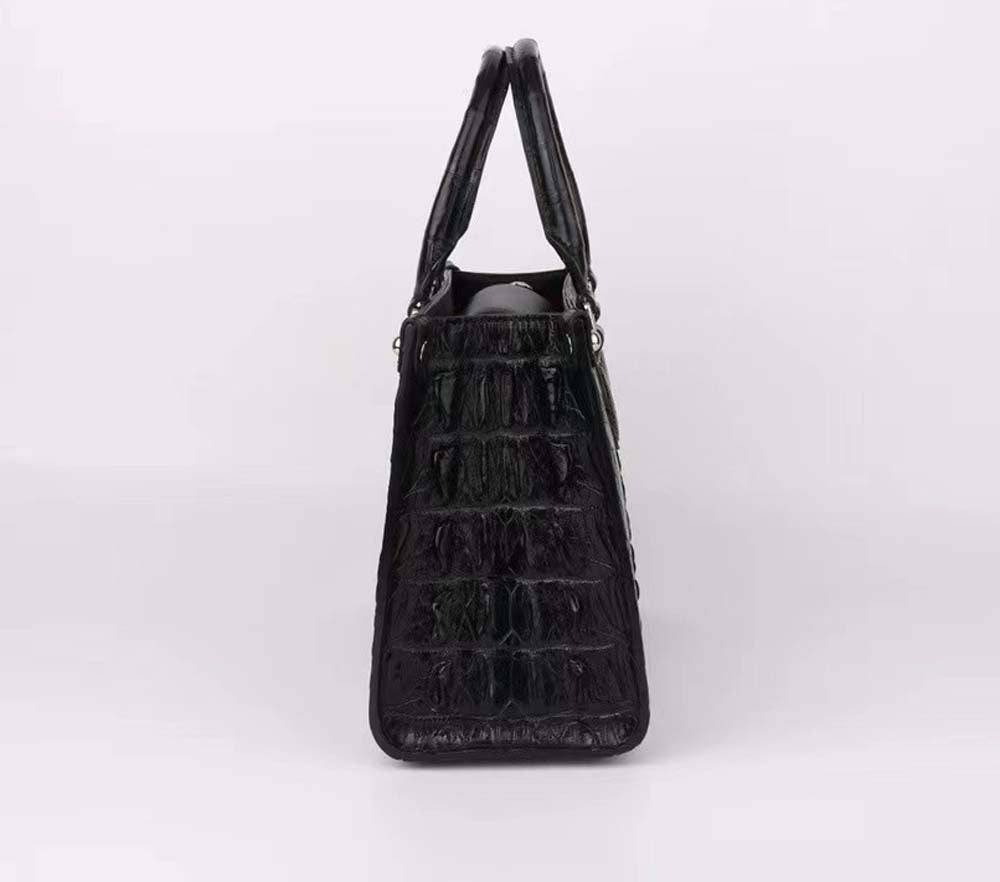 Crocodile Leather Top Handle Bag Black