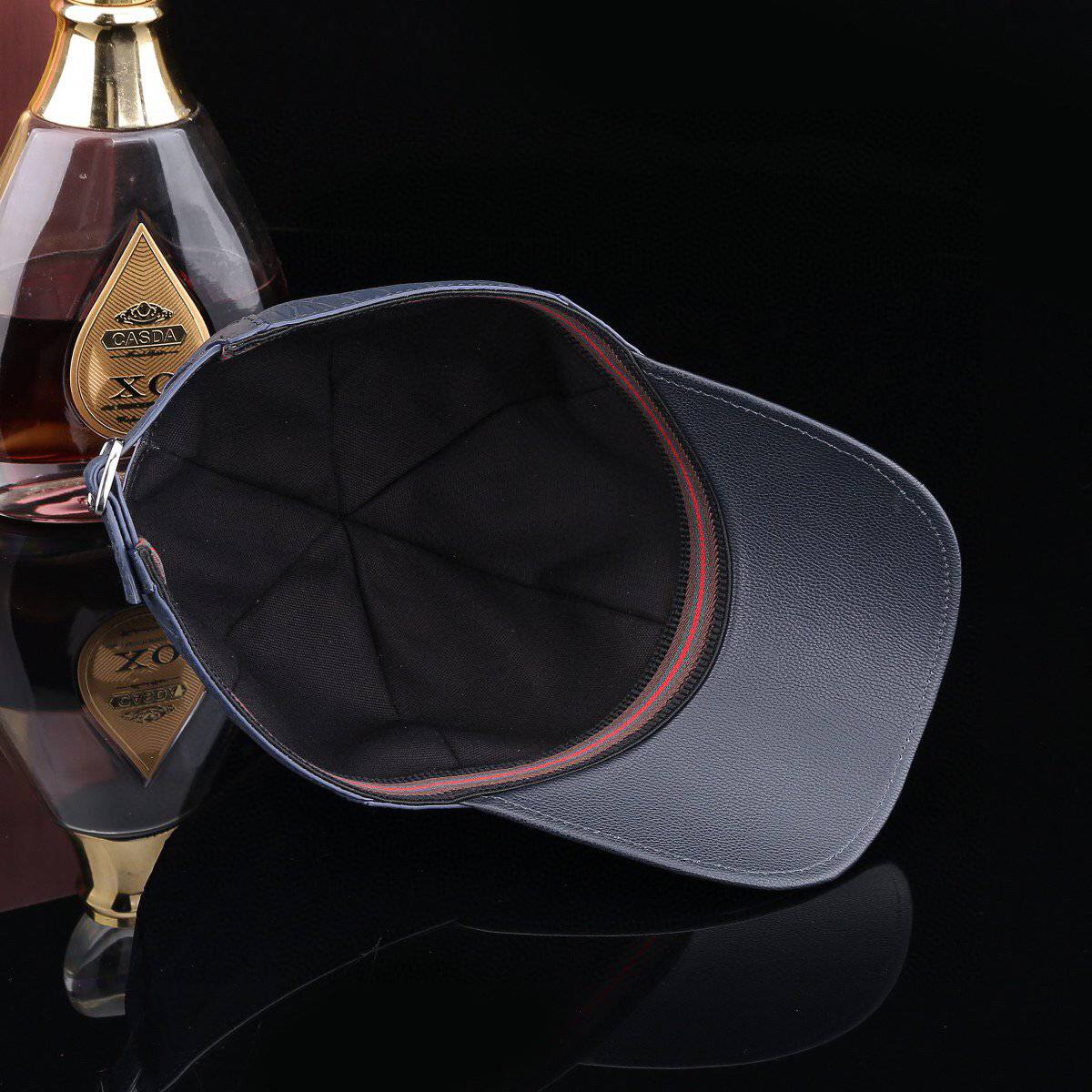 Crocodile Skin Leather Baseball Cap Dark Blue