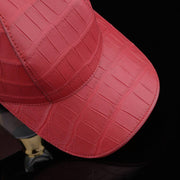 Crocodile Skin Leather Baseball Cap Red