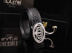 Crocodile Skin Leather Belt Crown