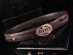 Crocodile Skin Leather Belt Crown