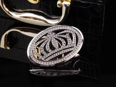 Crocodile Skin Leather Belt Crown