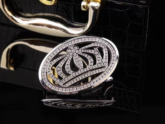 Crocodile Skin Leather Belt Crown