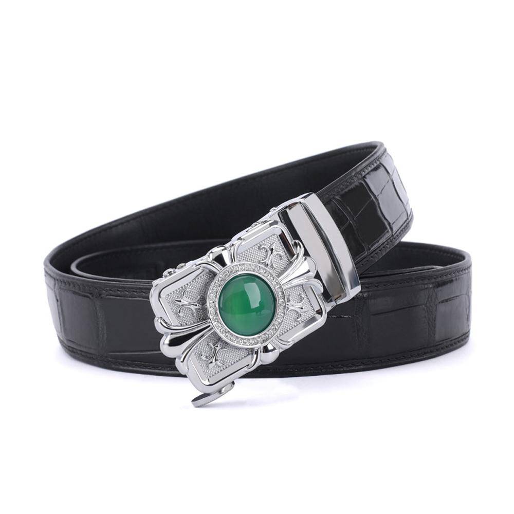Crocodile Skin Leather Belt With Stone 4260