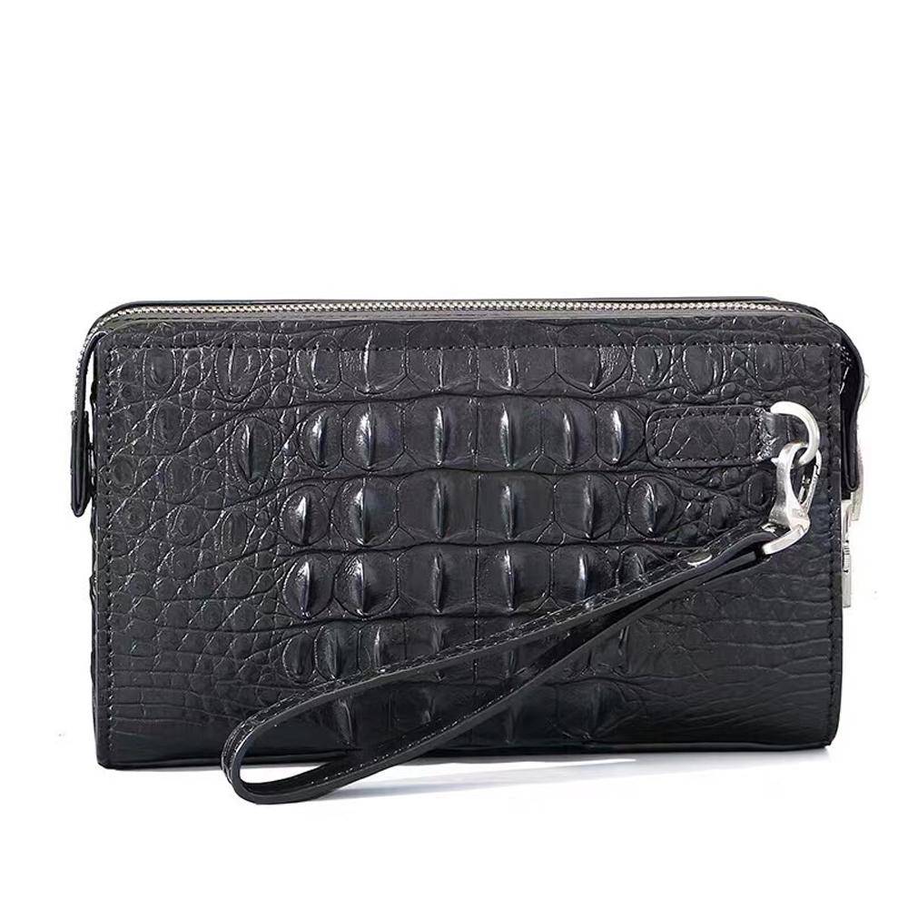 Crocodile Skin Leather Business Code Lock Wallet With Wrist Strap Credit Card Cash Clutch Bags