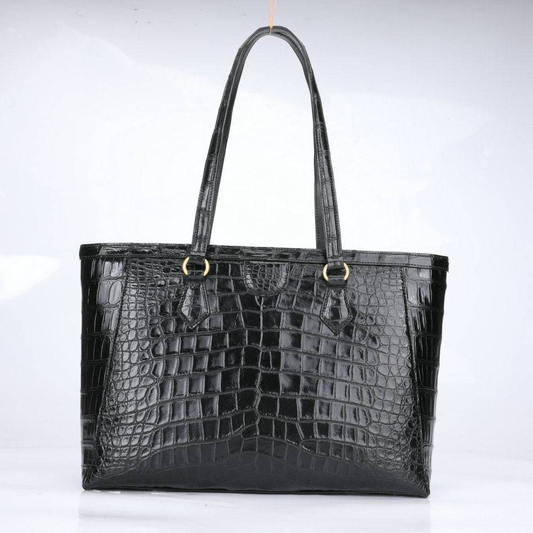 Crocodile Skin Leather Large Shopper Tote Bag