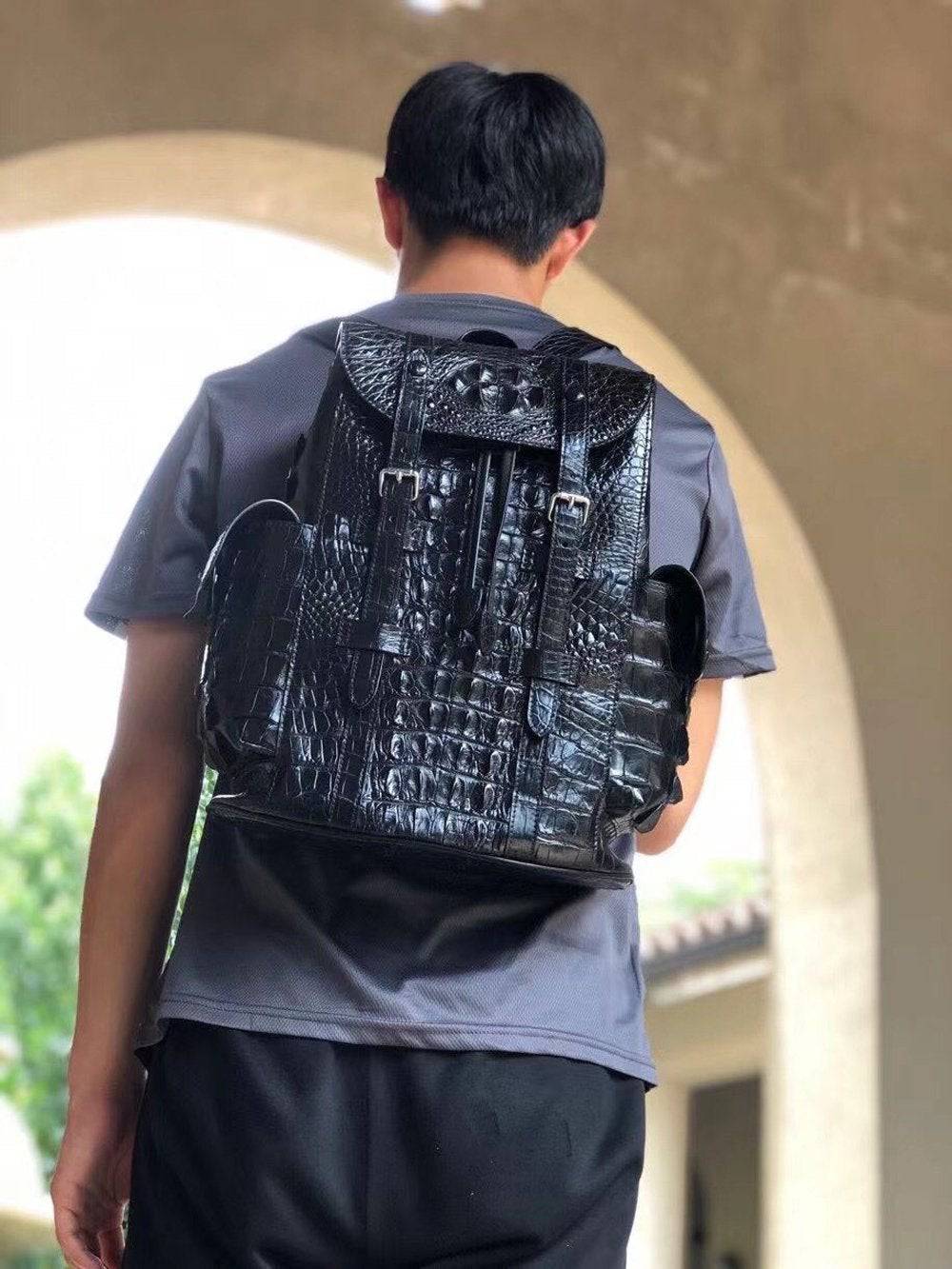 Prorder Genuine Crocodile Leather Backpack Small