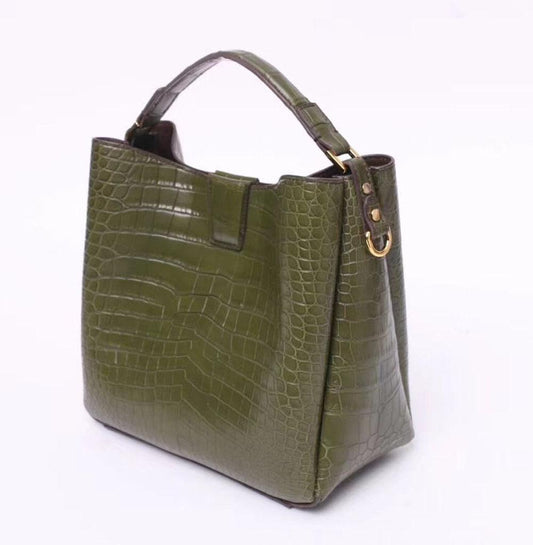 Crocodile Leather Medium Top Handle Hobo Bag & Purse Karki