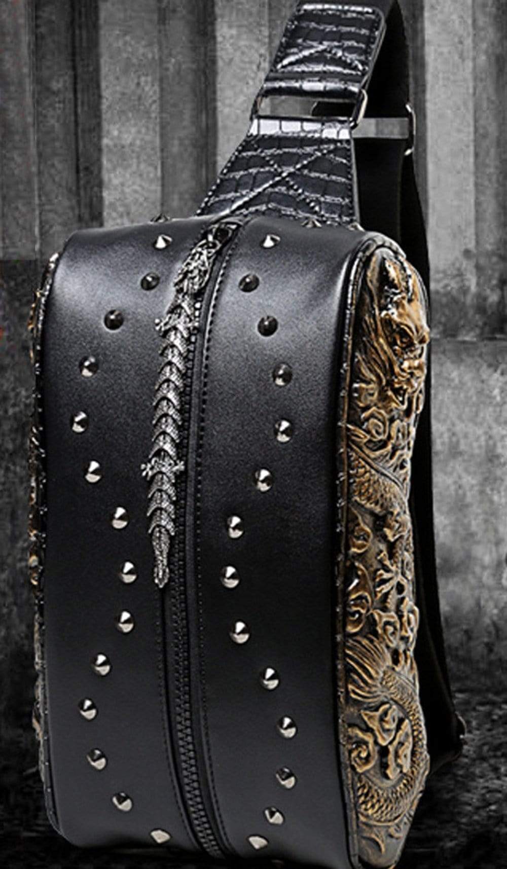 Fashion 3D Punk Rivets Backpack Travelling Rucksack Computer Bag Without Hat