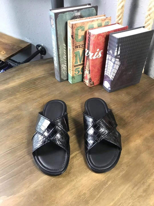 Crocodile Shoes Genuine Crocodile Belly Leather Mens Slipper