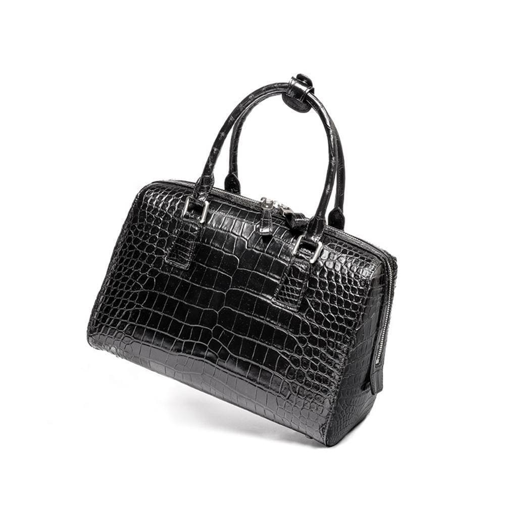 Genuine Crocodile Leather Boston Pillow Bag, Speedy Tote Bag For Women
