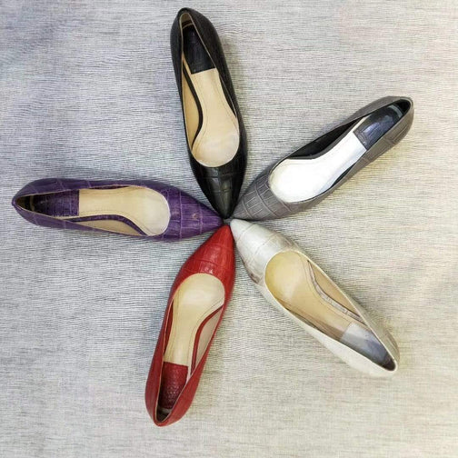 Crocodile Shoes Genuine Crocodile Belly Leather Shoes Womens Low Heel Shoes
