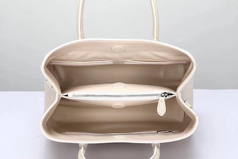 Genuine Crocodile Belly Leather Top Handle Bags For Women Cream 35cm