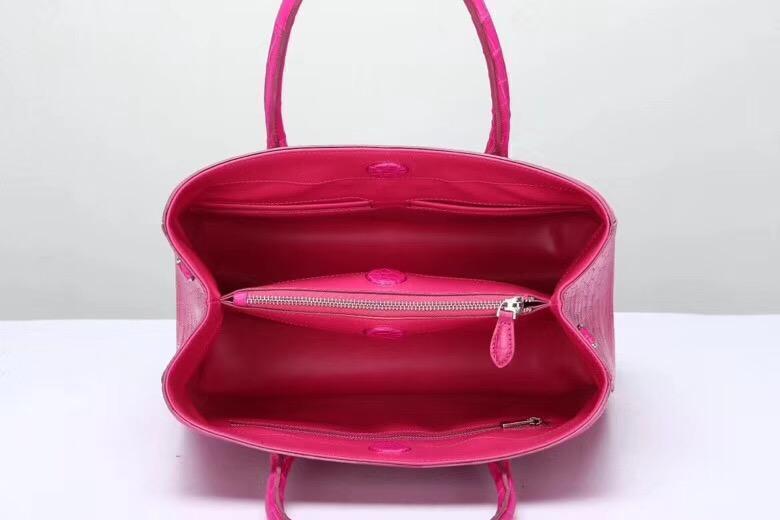 Genuine Crocodile Belly Leather Top Handle Bags For Women Peach 35cm