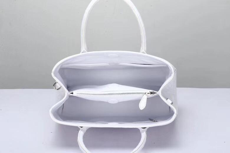 Genuine Crocodile Belly Leather Top Handle Bags For Women White 35cm